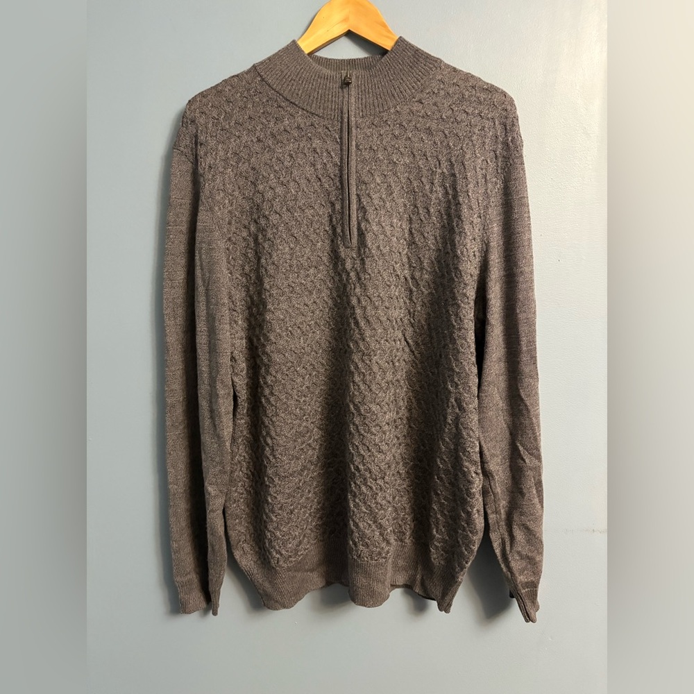 Joseph Abboud Men's Taupe Zip-Up Sweater